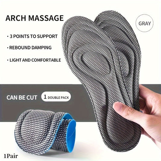 1 Pair 5D Memory Foam Orthopedic Insoles -, Nano Aseptic & Deodorizing, Sweat-Absorbent Running Cushions