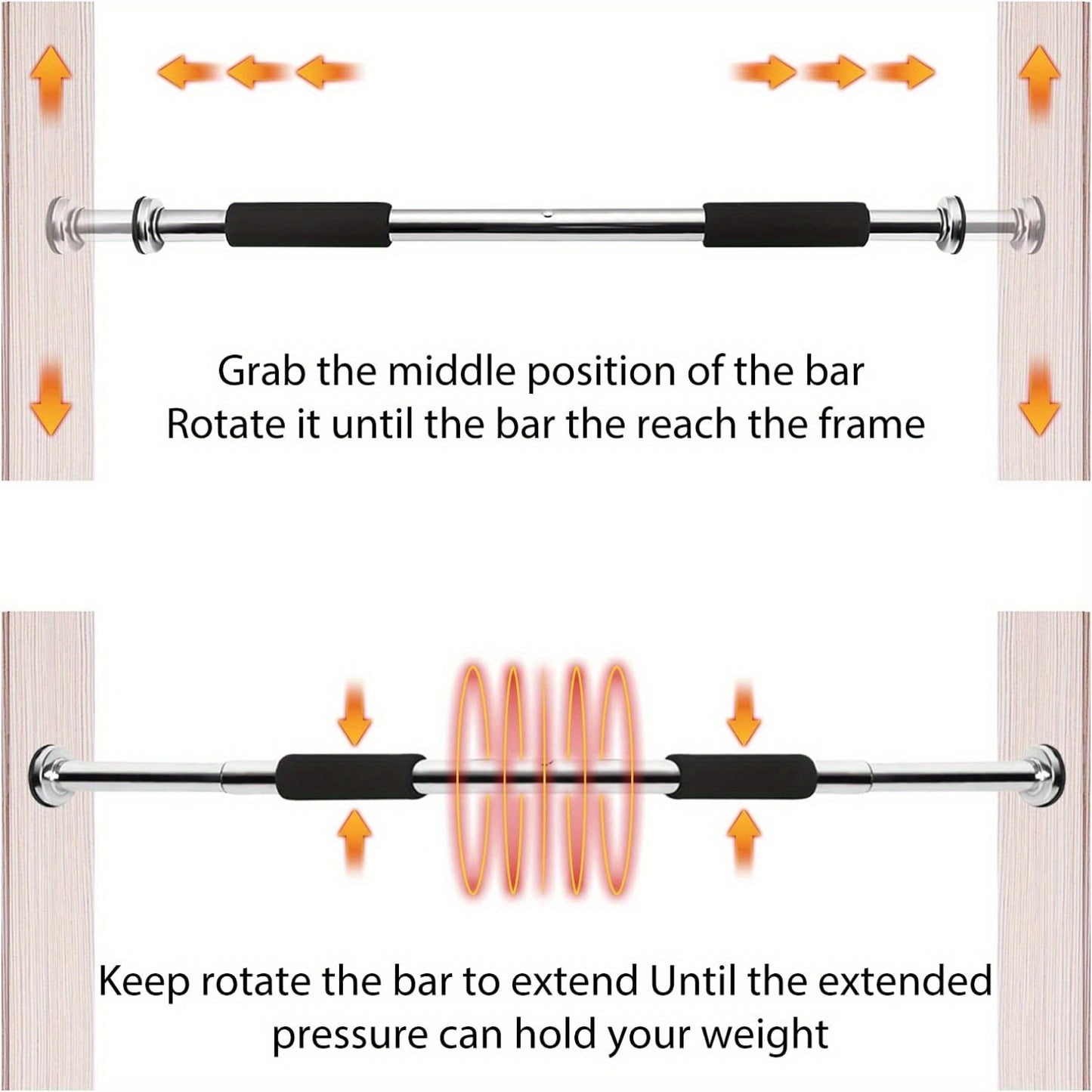 Pull Up Bar Adjustable Stainless Steel Drawbar with Soft Handle Gym Exercise Training Chin-up Fitness