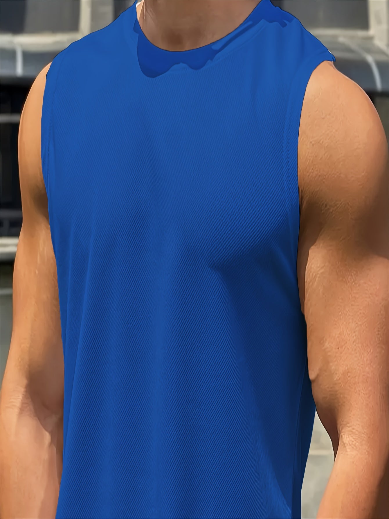 1pc Men's Sleeveless Tank Top Solid Color Casual Breathable Moisture-Wicking Quick-Dry Sports Vest For Spring/Summer Running Cycling Fitness