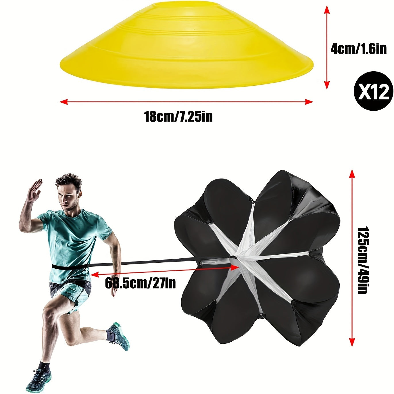 Football Training Equipment, Pro Speed & Agility Training Set With 1 Agility Ladder, 4 Steel Piles, 12 Disc Cones And 1 Resistance Umbrella