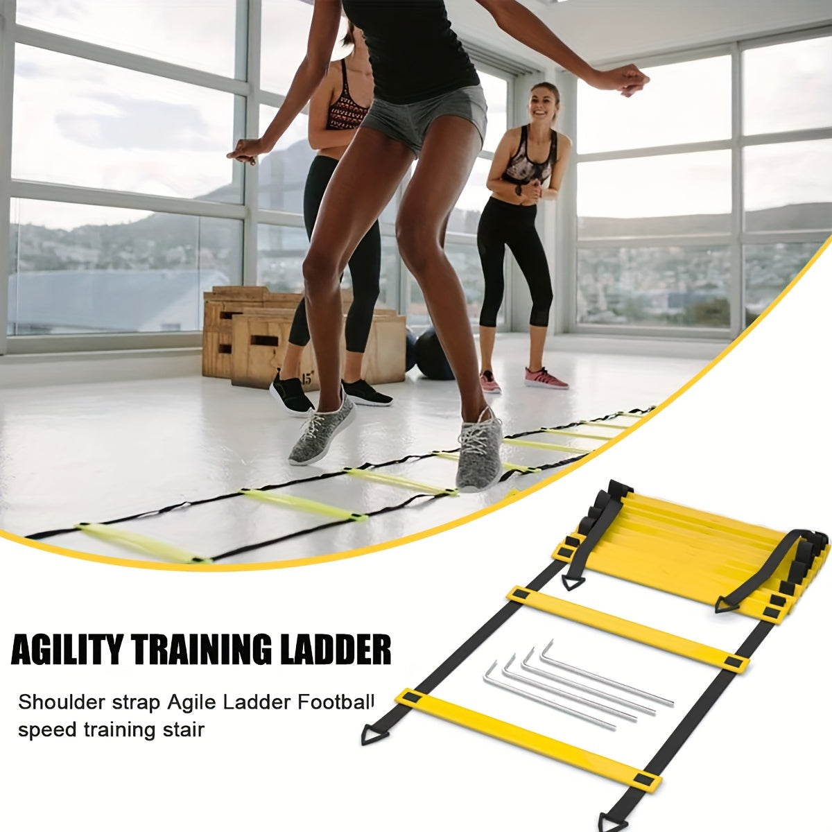 Football Training Equipment, Pro Speed & Agility Training Set With 1 Agility Ladder, 4 Steel Piles, 12 Disc Cones And 1 Resistance Umbrella