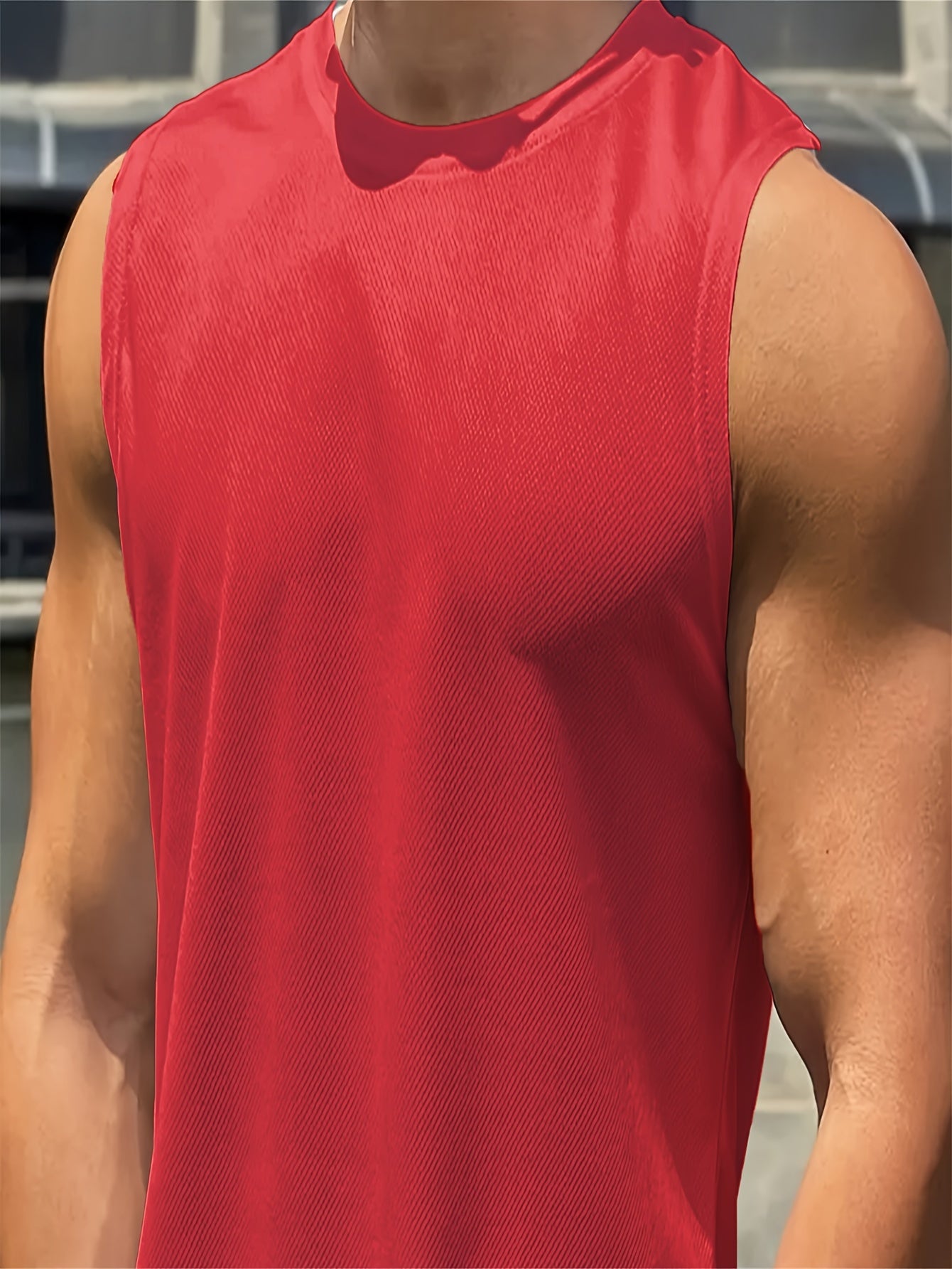 1pc Men's Sleeveless Tank Top Solid Color Casual Breathable Moisture-Wicking Quick-Dry Sports Vest For Spring/Summer Running Cycling Fitness